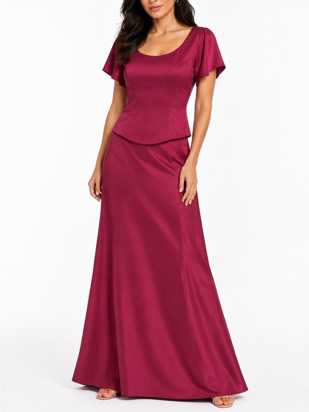 NWT Mary’s Bridal Satin Formal Gown Fuchsia Pink Plus Size 30 One Piece Dress